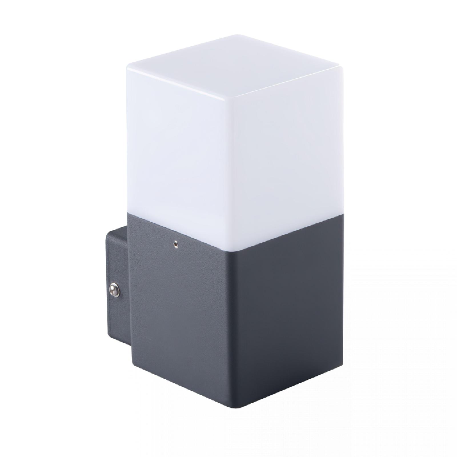  LED Wandleuchte anthrazit eckig quadratisch Acrylglas 1-flammig Schrauben & Dübeln IP44 7W LED Lichtfarbe warmweiß E27 230V
